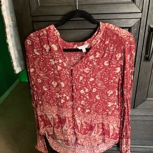 Lucky Brand Red Floral Blouse